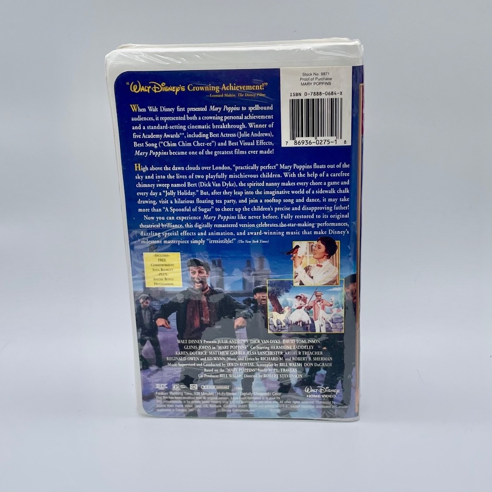Mary Poppins Walt Disney's Masterpiece Limited Edition VHS 1997 / NEW SEALED - Picture 3 of 3